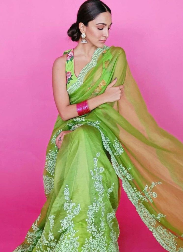 floral embroidery saree